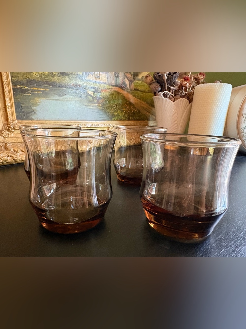 VTG Libbey Tawny “Apollo” 8 Oz. Juice/ Low Water Glasses Set of 4 MCM Barware